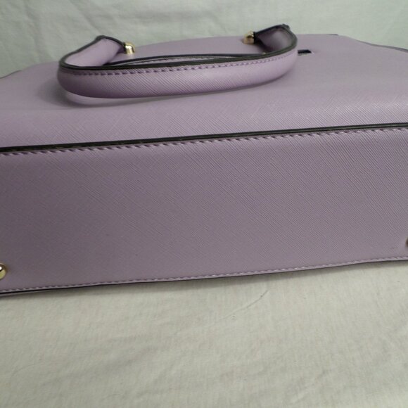 La Terre Lavender Light Purple Faux Leather Tote Purse Cross Body Hand Bag - Picture 13 of 13